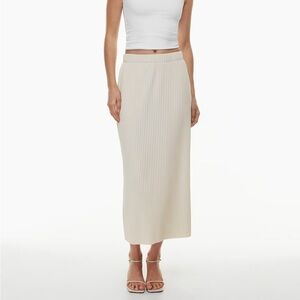Aritzia Babaton Wisdom Skirt High Rise Pleated Maxi Cream Womens Size Large